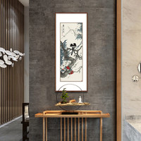 弘舍 新中式玄关装饰画走廊过道挂画竖版壁画原作版画 喜上眉梢 雅致胡桃 成品尺寸 高148*宽65cm