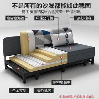 知茗 小户型沙发床沙发两用客厅可折叠双人多功能现代简约北欧单人布艺沙发经济型卧室储物组合乳胶 颜色样布定制联系客服