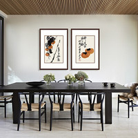 弘舍 新中式餐厅装饰画卧室挂画书房壁画原作版画两联画 齐白石 事事如意 田园柚木  事事如意 1 成品尺寸 宽50*高73cm