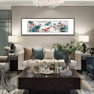 弘舍 新中式客厅装饰画卧室挂画国画字画壁画 典雅红褐  《吉庆有余》成品尺寸 宽210*高70          1