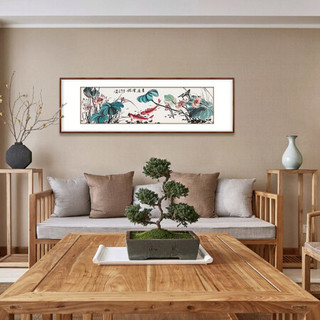 弘舍 新中式客厅装饰画卧室挂画国画字画壁画 典雅红褐  《吉庆有余》成品尺寸 宽210*高70          1