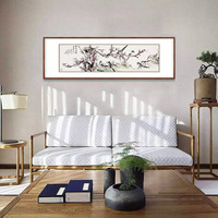 弘舍 新中式客厅装饰画卧室挂画国画字画壁画 典雅红褐  《梅开盛世》成品尺寸 宽210*高70          1