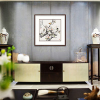 弘舍  新中式客厅装饰画餐厅挂画卧室壁画国画 雅致胡桃  《玉堂春》 成品尺寸 宽65*高65cm