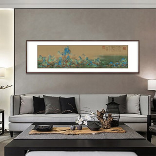 弘舍  新中式客厅装饰画山水画办公室挂画壁画国画字画 千里江山 雅致胡桃《独占鳌头》 成品尺寸：宽275*高80cm