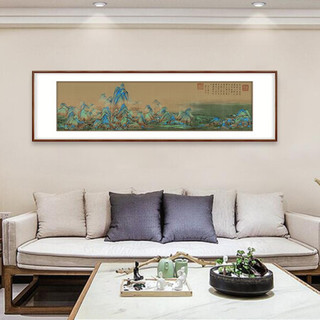 弘舍  新中式客厅装饰画山水画办公室挂画壁画国画字画 千里江山 雅致胡桃《独占鳌头》 成品尺寸：宽275*高80cm