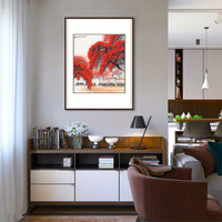 弘舍 新中式玄关装饰画餐厅挂画卧室画国画字画 公社假日 雅致胡桃 成品尺寸 宽73*高90cm