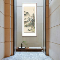 弘舍   新中式玄关装饰画走廊过道挂画壁画原作版画国画壁画 陈少梅  高士图 田园柚木 成品尺寸 宽70*高145cm