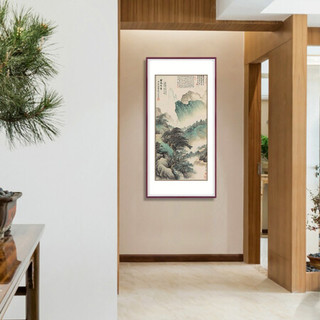 弘舍  新中式玄关装饰画山水画办公室挂画走廊过道壁画竖版国画  吴湖帆  云表奇峰 雅致胡桃 成品尺寸 宽80*高150cm