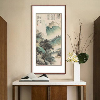 弘舍  新中式玄关装饰画山水画办公室挂画走廊过道壁画竖版国画  吴湖帆  云表奇峰 雅致胡桃 成品尺寸 宽80*高150cm