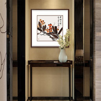 弘舍 新中式餐厅装饰画国画字画挂画壁画 如意图 雅致胡桃  幸福吉祥 成品尺寸 宽60*高60cm