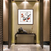 弘舍 新中式餐厅装饰画国画字画挂画壁画 如意图 雅致胡桃   如意图 成品尺寸 宽60*高60cm