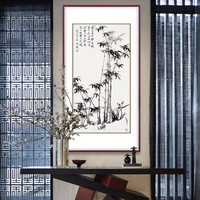 弘舍 新中式玄关装饰画走廊过道挂画壁画国画字画   风竹图 典雅紅褐  风竹图 成品尺寸 宽80*高150cm