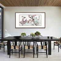 弘舍  新中式客厅装饰画卧室床头画餐厅挂画壁画  报春图 田园柚木 成品尺寸 宽130*高70cm