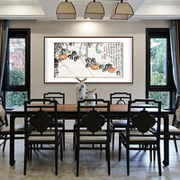 弘舍   新中式餐厅装饰画客厅挂画国画字画壁画-事事如意 雅致胡桃 成品尺寸 宽150*高80cm
