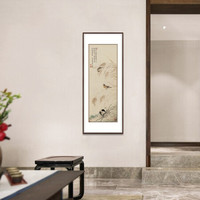 弘舍  新中式玄关装饰画走廊挂画过道壁画字画 项圣谟  稻蟹图 雅致胡桃 成品尺寸 宽70*高166cm
