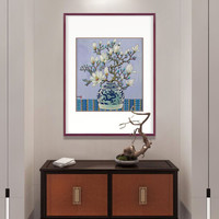 弘舍  新装饰玄关装饰画餐厅挂画卧室床头壁画原作版画   玉兰花开 典雅紅褐 成品尺寸 宽75*高90cm
