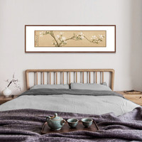 弘舍  新中式客厅装饰画卧室床头挂画壁画国画字画原作版画  白玉兰 田园柚木 成品尺寸 宽160*高50cm