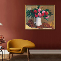 弘舍 现代简约餐厅装饰画卧室挂画北欧油画 潘玉良+白色花瓶中的群花 情迷白 成品尺寸：宽60*高50cm
