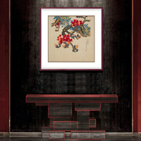 弘舍   新中式餐厅装饰画卧室挂画壁画 岭南早春 田园柚木 成品尺寸：宽85*高85cm