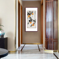 弘舍 新中式玄关装饰画走廊餐厅挂画过道壁画葫芦 五福临门 《五福临门》田园柚木 成品尺寸：高130*宽70cm