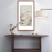 弘舍  新中式玄关装饰画走廊挂画过道壁画原作版画 齐白石 山水图 典雅紅褐 成品尺寸：高105*宽60cm
