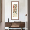 弘舍 新中式玄关装饰画走廊挂画过道壁画原作版画 齐白石 荷花翠鸟 典雅紅褐 成品尺寸 高130*宽55cm
