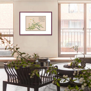 弘舍 新中式客厅装饰画沙发背景墙三联挂画餐厅壁画卧室画原作版画 钱维成 花卉图 雅致胡桃《水仙》 成品尺寸 宽70*高50cm