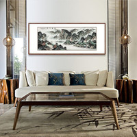 弘舍  新中式客厅装饰画山水画办公室挂画字画国画  源远流长 典雅红褐 成品尺寸：宽210*高90cm