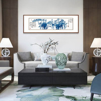 弘舍 新中式客厅装饰画卧室床头挂画壁画  如意莲花图 典雅紅褐 成品尺寸 宽165*高55cm