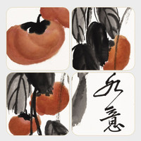 弘舍  新中式餐厅装饰画字画国画  事事如意 田园柚木 成品尺寸 高80*宽55cm