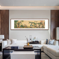 弘舍  新中式客厅装饰画沙发背景墙挂画花鸟壁画 沈铨 百鸟朝凤 典雅紅褐 成品尺寸 宽210*高65cm