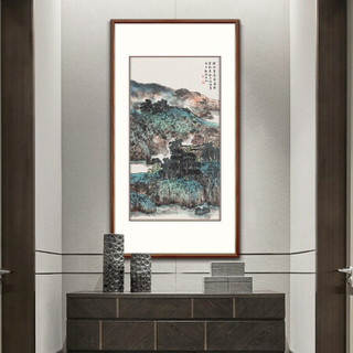 弘舍 新中式玄关装饰画山水画走廊挂画过道壁画办公室字画国画  邓刚 青绿山水 雅致胡桃 青绿山水B款 成品尺寸：高120*宽70cm