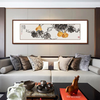 弘舍 新中式客厅装饰画卧室床头挂画书房壁画餐厅国画字画 王占海 大福禄 田园柚木 大福禄A款 成品尺寸：宽170*高55cm