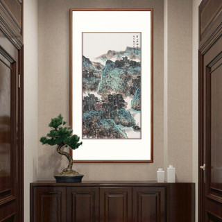 弘舍 新中式玄关装饰画山水画走廊挂画过道壁画办公室字画国画  邓刚 青绿山水 雅致胡桃 青绿山水B款 成品尺寸：高120*宽70cm