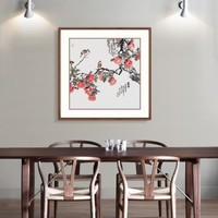 弘舍新中式餐厅装饰画玄关挂画书房壁画国画葫芦字画  王占海 福禄 雅致胡桃 事事如意A款 成品尺寸：宽88*高88cm