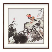 弘舍 现代中式玄关装饰画餐厅挂画卧室国画 王占海 百年好合 《百年好合》C田园柚木 成品尺寸 宽88*高88cm