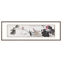 弘舍 客厅装饰画卧室荷花挂画新中式沙发背景墙画 王占海 荷韵图 《荷韵图》C典雅紅褐 成品尺寸 宽170*高55cm