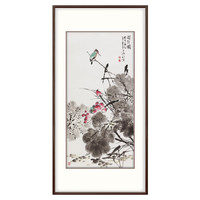 弘舍新中式玄关装饰画走廊挂画过道壁画竖版字画荷花国画 王占海 荷韵禅真 《荷韵图》B典雅紅褐 成品尺寸 高130*宽70cm