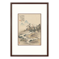 弘舍 新中式玄关装饰画书房挂画走廊过道壁画字画山水画 华喦 山水十二开 《山水十二开》2典雅紅褐 成品尺寸 高70*宽50cm