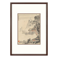 弘舍 新中式玄关装饰画书房挂画走廊过道壁画字画山水画 华喦 山水十二开 《山水十二开》9雅致胡桃 成品尺寸 高70*宽50cm