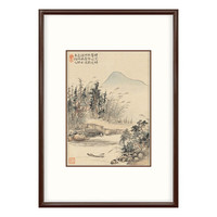 弘舍 新中式玄关装饰画书房挂画走廊过道壁画字画山水画 华喦 山水十二开 《山水十二开》7田园柚木 成品尺寸 高70*宽50cm
