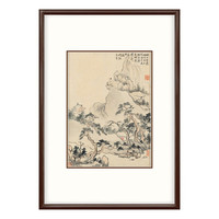 弘舍 新中式玄关装饰画书房挂画走廊过道壁画字画山水画 华喦 山水十二开 《山水十二开》12典雅紅褐 成品尺寸 高70*宽50cm