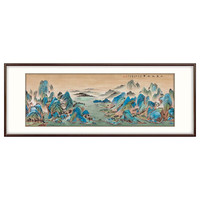 弘舍 国画山水画千里江山图客厅装饰画沙发背景墙办公室挂画壁画仿古画 宁建华 千里江山图 典雅紅褐 成品尺寸 宽240*高90cm