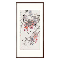 弘舍 新中式玄关装饰画 走廊风景挂画 过道背景画 餐厅壁画 国画 紫气东来 田园柚木 成品尺寸 宽70*高130cm