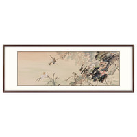 弘舍 客厅装饰画 办公室挂画 沙发背景墙壁画 新中式风景画 荷塘水禽图 典雅紅褐 成品尺寸 宽210*高80cm