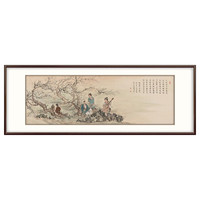 弘舍 客厅装饰画 壁画 客厅办公室挂画 沙发背景画 装饰字画 风景国画 桃花诗意图 雅致胡桃 成品尺寸 宽210*高80cm