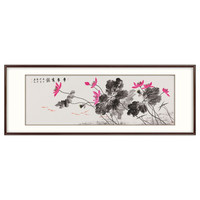 弘舍 客厅装饰画 办公室挂画 风景字画 沙发背景壁画 床头墙画 年年有余 田园柚木 成品尺寸 宽210*高80cm