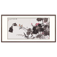 弘舍 新中式客厅装饰画 办公室挂画 沙发背景墙国画 荷花壁画 荷韵禅真 荷韵禅真C田园柚木 成品尺寸 宽170*高90cm