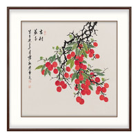 弘舍 新中式玄关装饰字画 走廊过道挂画 餐厅壁画 国画 电表箱画 吉利万千 田园柚木 成品尺寸 高88*宽88cm