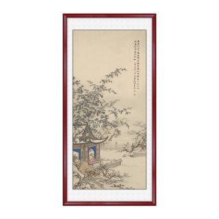 艺满堂 玄关装饰画新中式山水画字画竖版走廊过道挂画壁画张大千陈少梅名画尺寸可定制 梅萼飘香图 125*65厘米(花梨色实木镜框+高透有机玻璃)